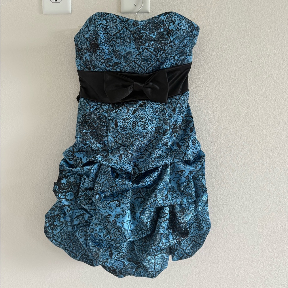 Ruby Rd. Blue and Black Strapless Prom Dress